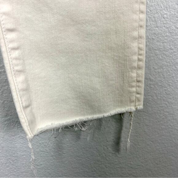 MOTHER | NEW The Rascal Crop Fray Cream Puff Beige Off White High Rise Jeans 24 - Picture 10 of 16